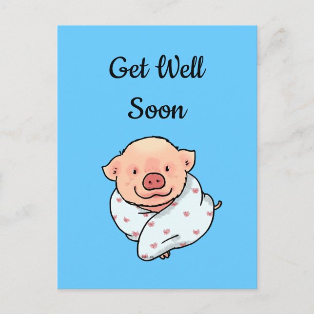Get well soon (pig in blanket) Postcard (Front)