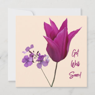 get well soon pink Dutch tulip flowers art  Holiday Card
