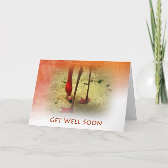 Get Well Soon Pink Flamingo Card (Front)