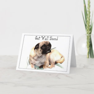 Get Well Soon pug greeting card