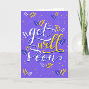 Get Well Soon Purple Typography Greeting Card