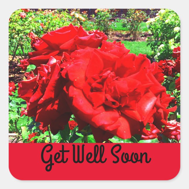 Get Well Soon Red Rose #1 Stickers (Front)