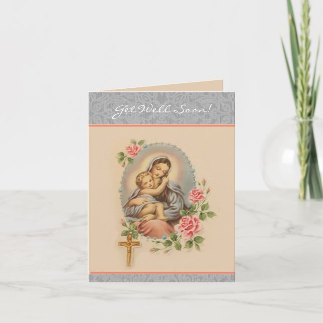 Get Well Soon Religious Prayer Virgin Mary  Card (Front)