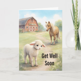 Get Well Soon sad Baby lamb  Holiday Card