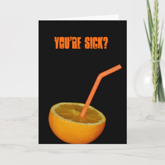 Get Well Soon Straw in Orange Card (Front)