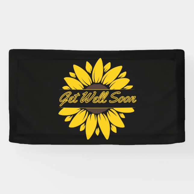 Get Well Soon Sunflower 1.6x3 Vinyl Banner (Horizontal)