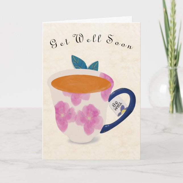 Get Well Soon Teacup Card (Front)