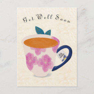 Get Well Soon Teacup Postcard
