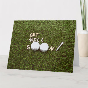 Get well soon to golfer with golf ball and tee card