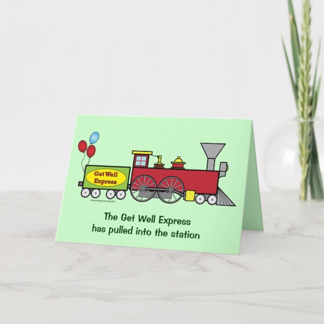 Get Well Soon Train Customisable Card (Front)