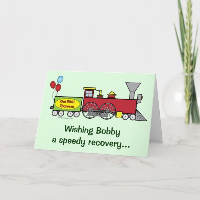 Get Well Soon Train Customizable Card (Front)