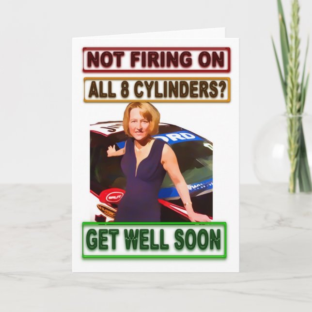 Get Well Soon, V8 Car theme Card (Front)