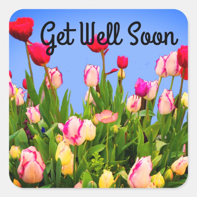 Get Well Soon Various Tulips #3 Stickers (Front)