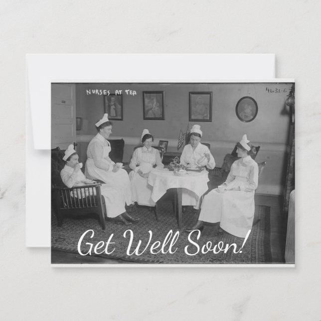 Get Well Soon Vintage Nurses Greeting Card (Front)