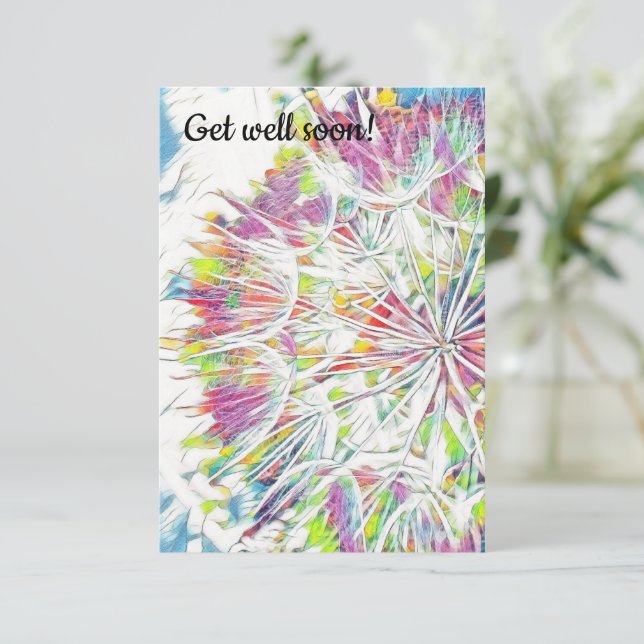 Get well soon watercolor flat greeting card (Standing Front)