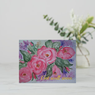 Get well soon watercolor wild Roses Card