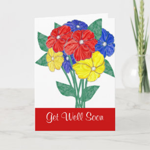 Get Well Soon wishes Flowers Card