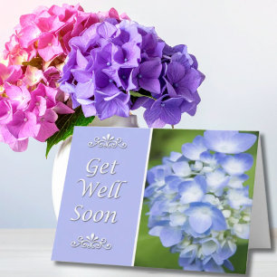 Get Well Soon With Blue Hydrangea Card
