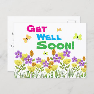 Get well soon with colours  postcard