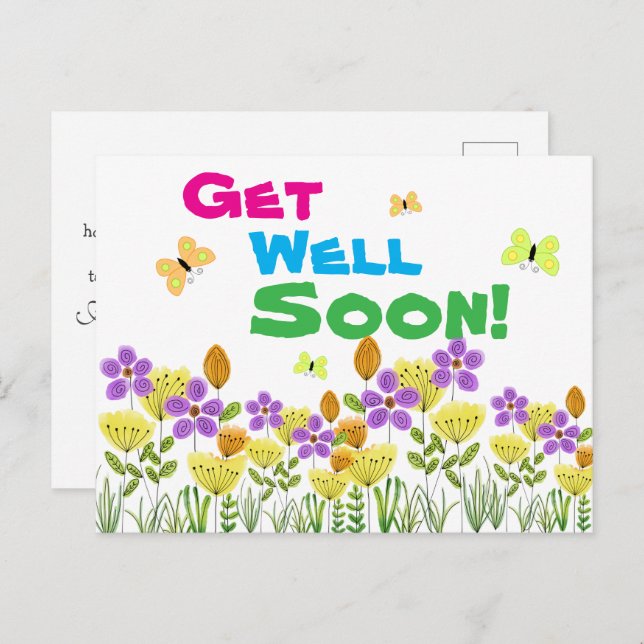 Get well soon with colours  postcard (Front/Back)