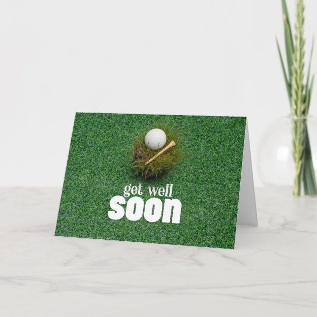 Get well soon with two golf ball on green card (Front)