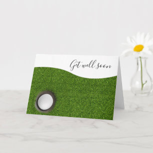 Get well soon with two golf balls and tee on green card