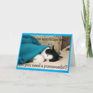 Get Well Wishes from Black and White Cat Card