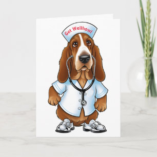 Get Wellhowl basset hound in nurse outfit Card