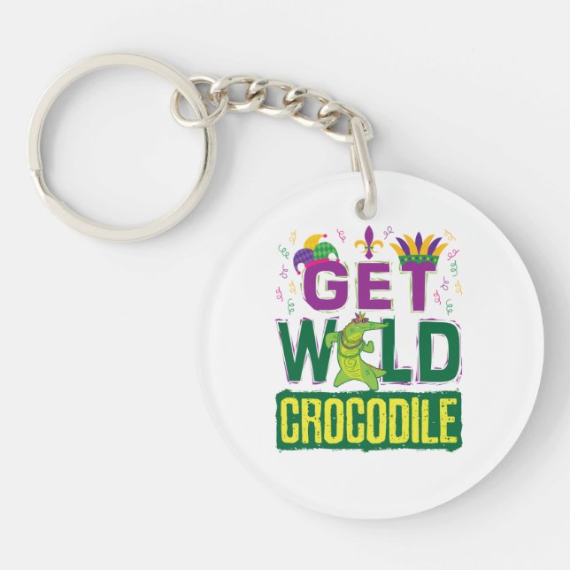 Get Wild Crocodile Mardi Gras Alligator Key Ring (Front)