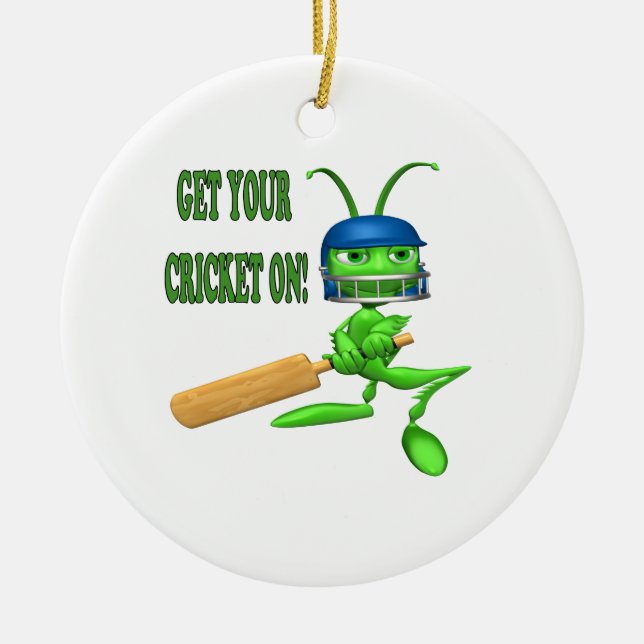 Get Your Cricket On Ceramic Tree Decoration (Front)