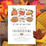 Get Your Fat Pants Ready Friendsgiving Invitation<br><div class="desc">This modern Friendsgiving Thanksgiving invitation features cute drawings of Thanksgiving food set on a simple white background with the saying "Get Your Fat Pants Ready" in a modern font. It's the perfect way to invite your friends to a fun and festive Thanksgiving celebration.</div>