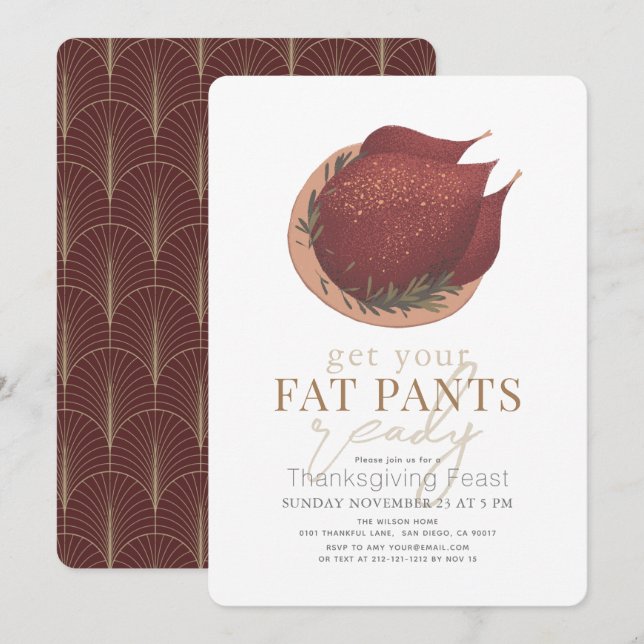 Get Your Fat Pants Ready Turkey Thanksgiving Invitation (Front/Back)
