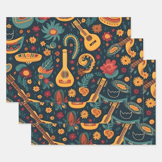 Get Your Fiesta On with Trendy CincoDeMayo Pattern Wrapping Paper Sheet (Set)