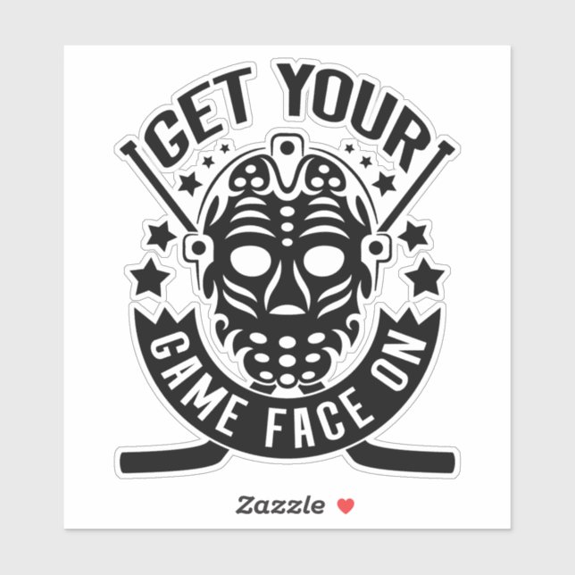Get Your Game Face On Hockey Sticker (Sheet)