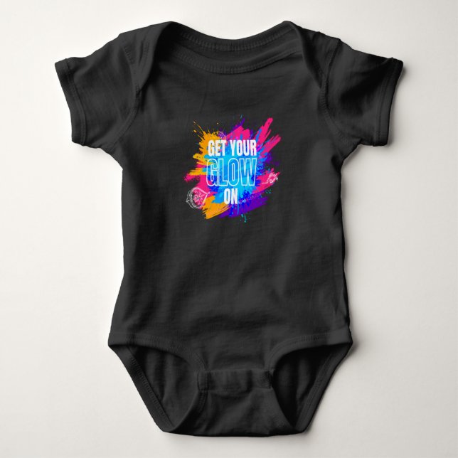 Get Your Glow On Festival Edm Musik Baby Bodysuit (Front)