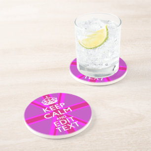 Get Your Keep Calm Text on Fuchsia Union Jack Coaster