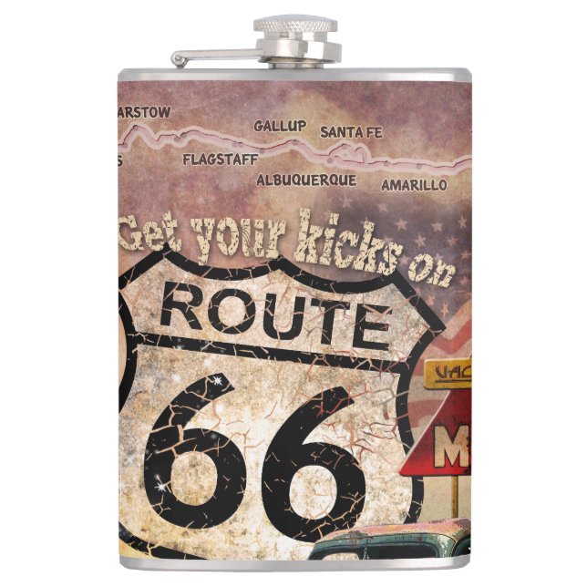 Get your Kicks on Route 66 Hip Flask (Front)