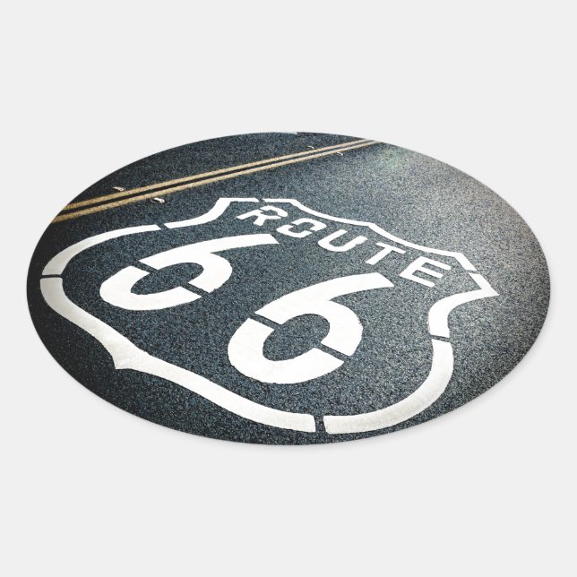 Get Your Kicks On Route 66 Oval Sticker (Front)