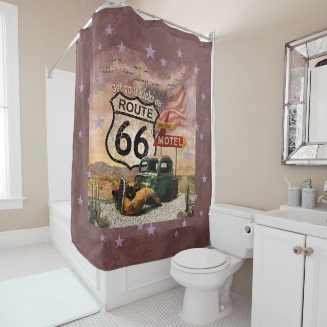 Get your Kicks on Route 66 Shower Curtain (In Situ)