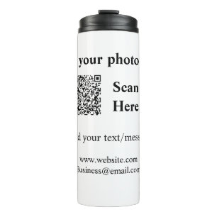 Get your photo scan QR add website email address d Thermal Tumbler