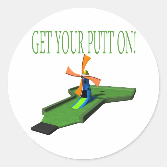 Get Your Putt On Classic Round Sticker (Front)