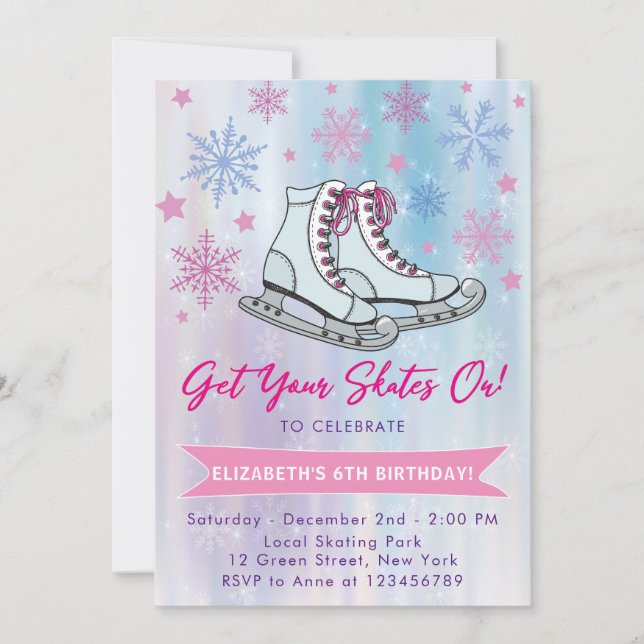 Get Your Skates On Ice Skating Party Invitation (Front)