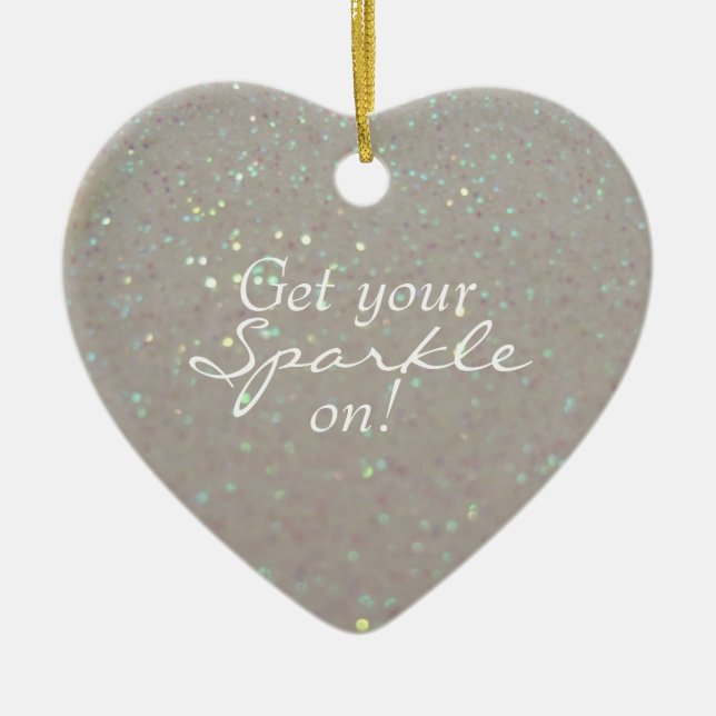 Get your Sparkle on / Keep Sparkling -faux glitter Ceramic Tree Decoration (Front)