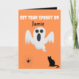 GET YOUR SPOOKY ON GHOST CUSTOM HALLOWEEN CARD