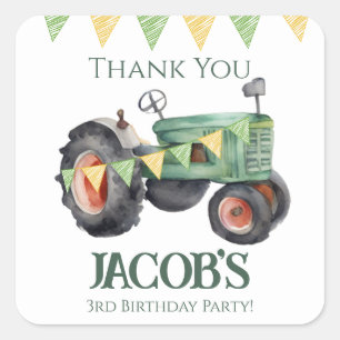 Get Your Tractor 3rd Birthday  Square Sticker