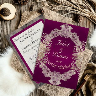 Gettin' Hitched Wood & Lace - Plum