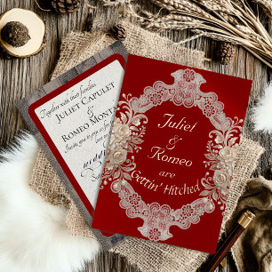 Gettin' Hitched Wood & Lace - Red