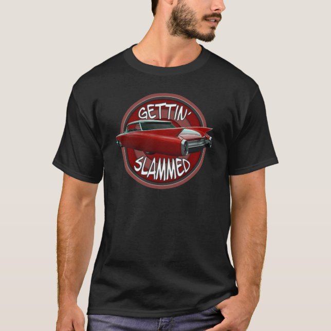 gettin slammed 1960 Cadillac Rollin red lowrider T-Shirt (Front)