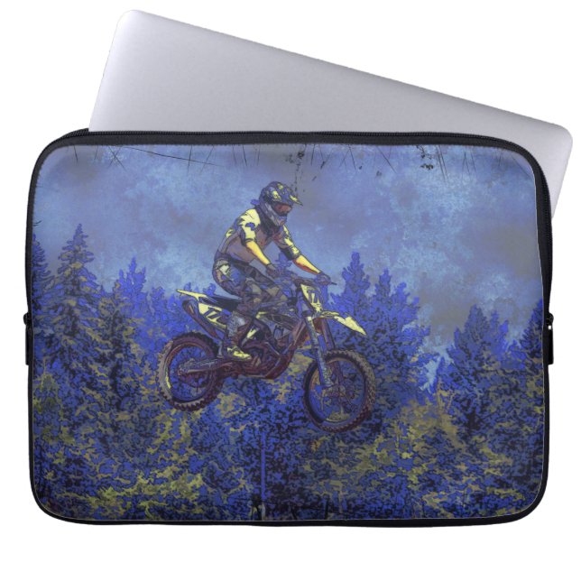 "Getting Air" Motocross Dirt-Bike Champion Racer Laptop Sleeve (Front)