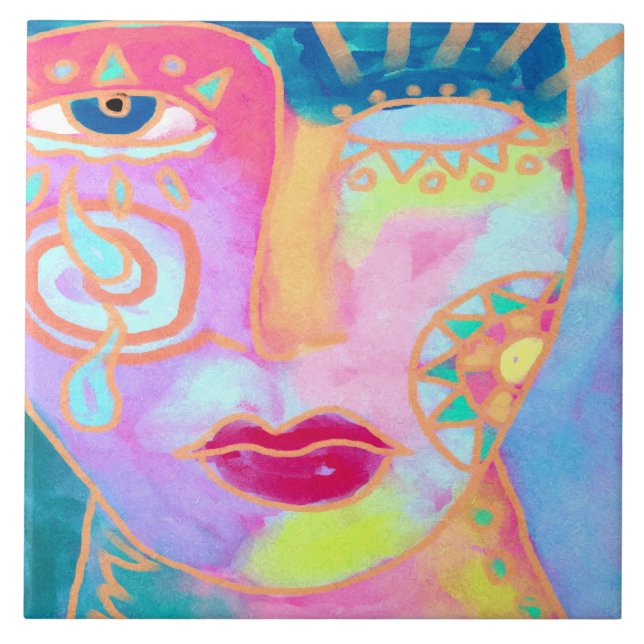 Getting Better Abstract Digital Painting Ceramic Tile (Front)